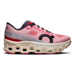 On Cloudmonster Hyper women's running shoe in pink and cream colorway