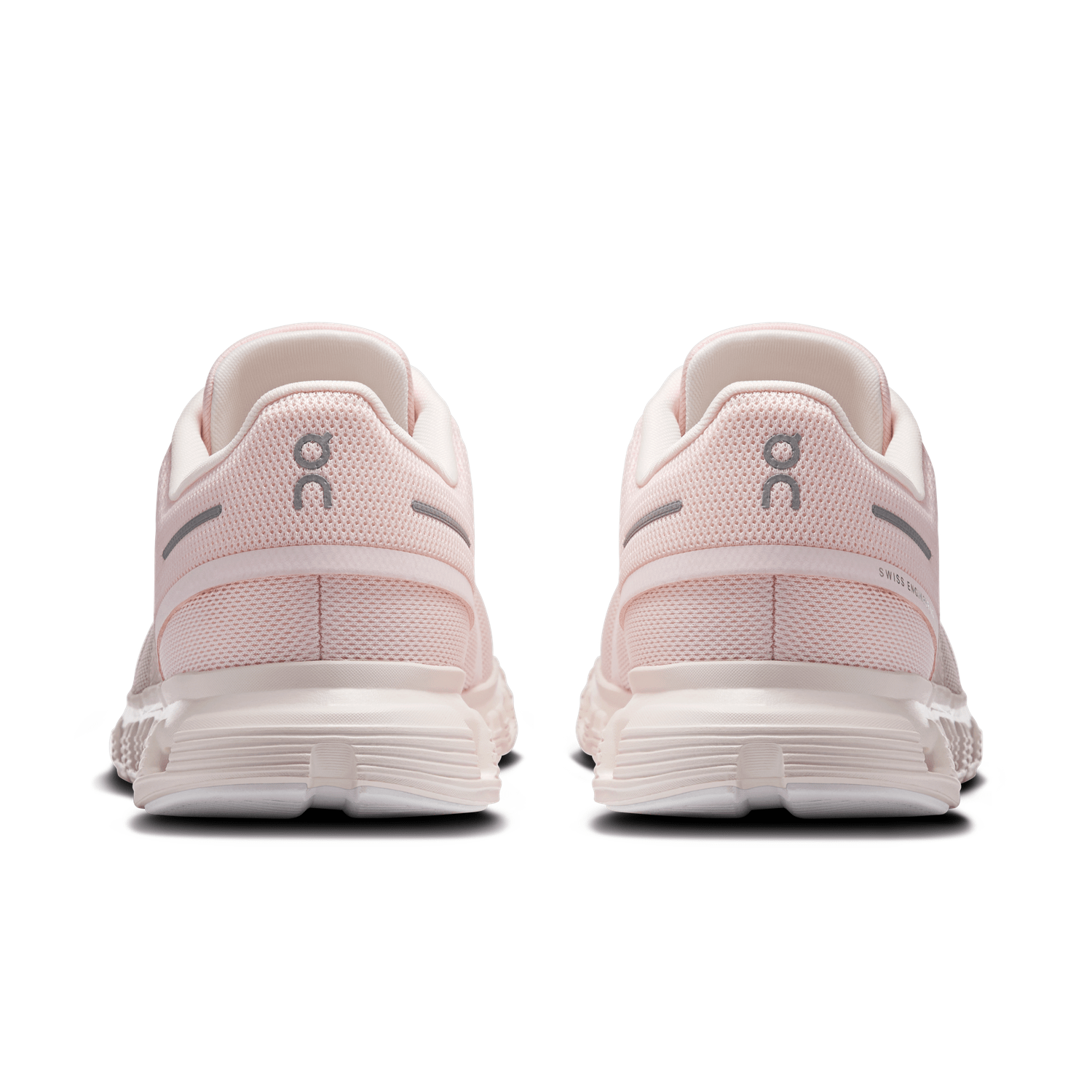 On Cloud 6 women's running shoes in light pink, rear view showing heel design