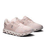 On Cloud 6 women's running shoes in light pink colorway on white background