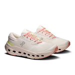 On Cloudrunner 3 running shoes in ivory with coral pink laces and lime accents