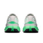 On Cloudrunner 3 Max rear heel view of pair showing white upper and verdite green midsole