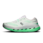 On Cloudrunner 3 Max running shoe lateral view in white mesh with verdite green midsole