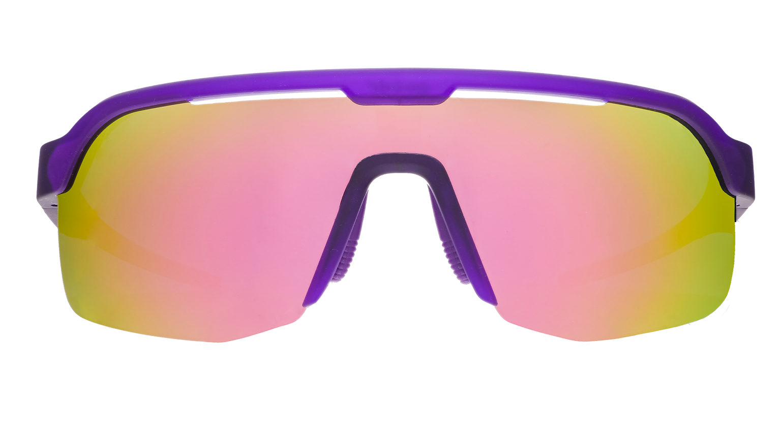 Goodr Tentacle Tag Champion sunglasses with purple frame and rainbow gradient lenses