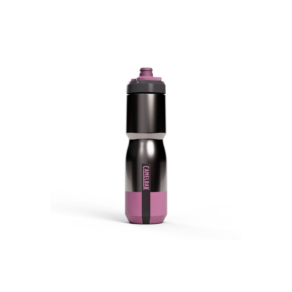 CamelBak Podium insulated steel water bottle in mercury gray with lavender accents