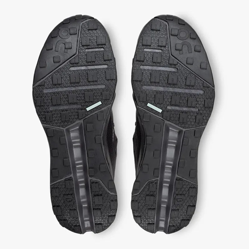 On Running Men's Cloudhorizon Waterproof shoes in Black/Eclipse showing top and sole view