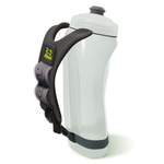 Amphipod Hydraform Ergo Minimalist handheld water bottle with charcoal grip and clear bottle