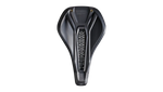 Specialized S-Works Power Evo Mirror saddle bottom view showing carbon shell, Body Geometry label, and rail mounts