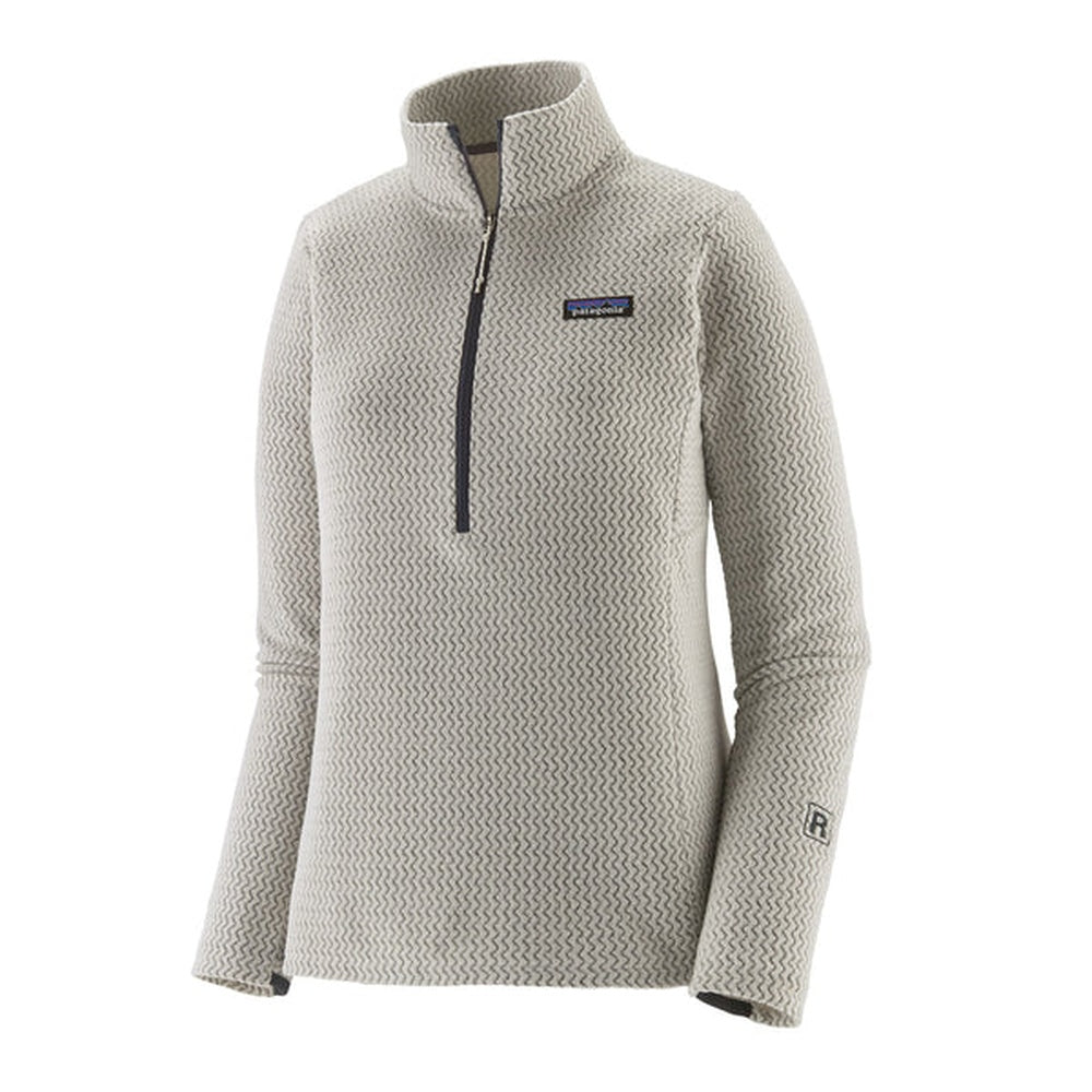 Patagonia Women's R1 Air Fleece Zip-Neck in Birch White with zigzag texture pattern