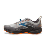 Brooks Cascadia 16 men's trail running shoe in gray with orange and blue accents