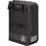 Specialized Tailwind black waterproof cycling pannier with mounting system and reflective stripes