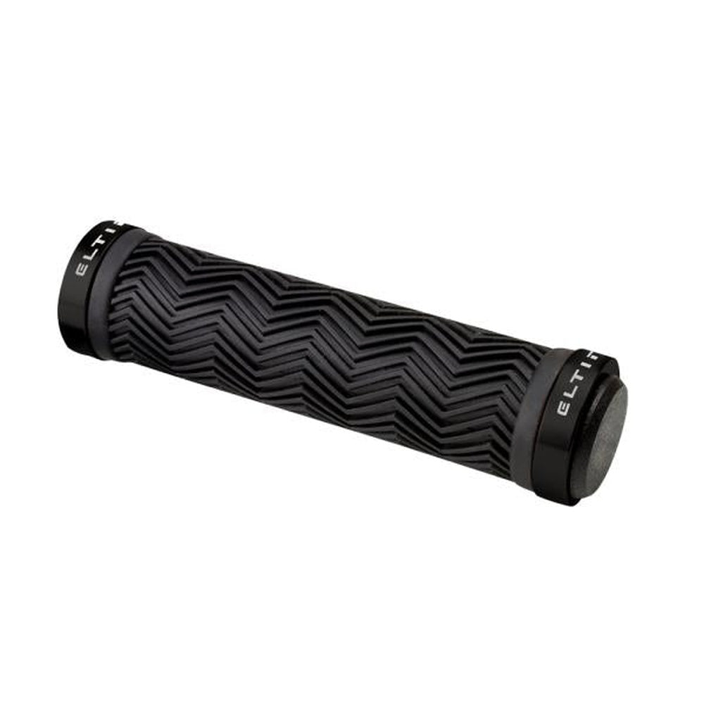 Eltin black bicycle grip with zigzag chevron pattern and black end caps