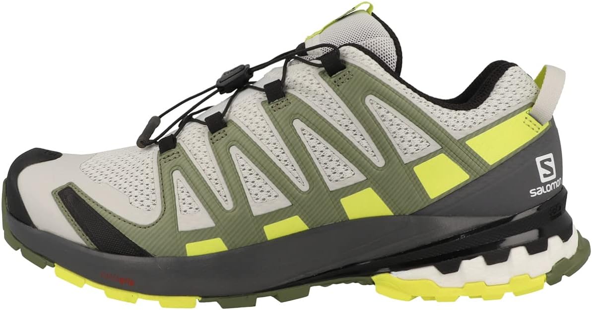 Salomon XA Pro 3D V8 men's trail running shoe in Lunar Rock/Evening Primrose/Olivine colorway