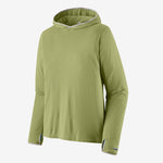 Patagonia men's green hooded long sleeve shirt with thumbhole cuffs