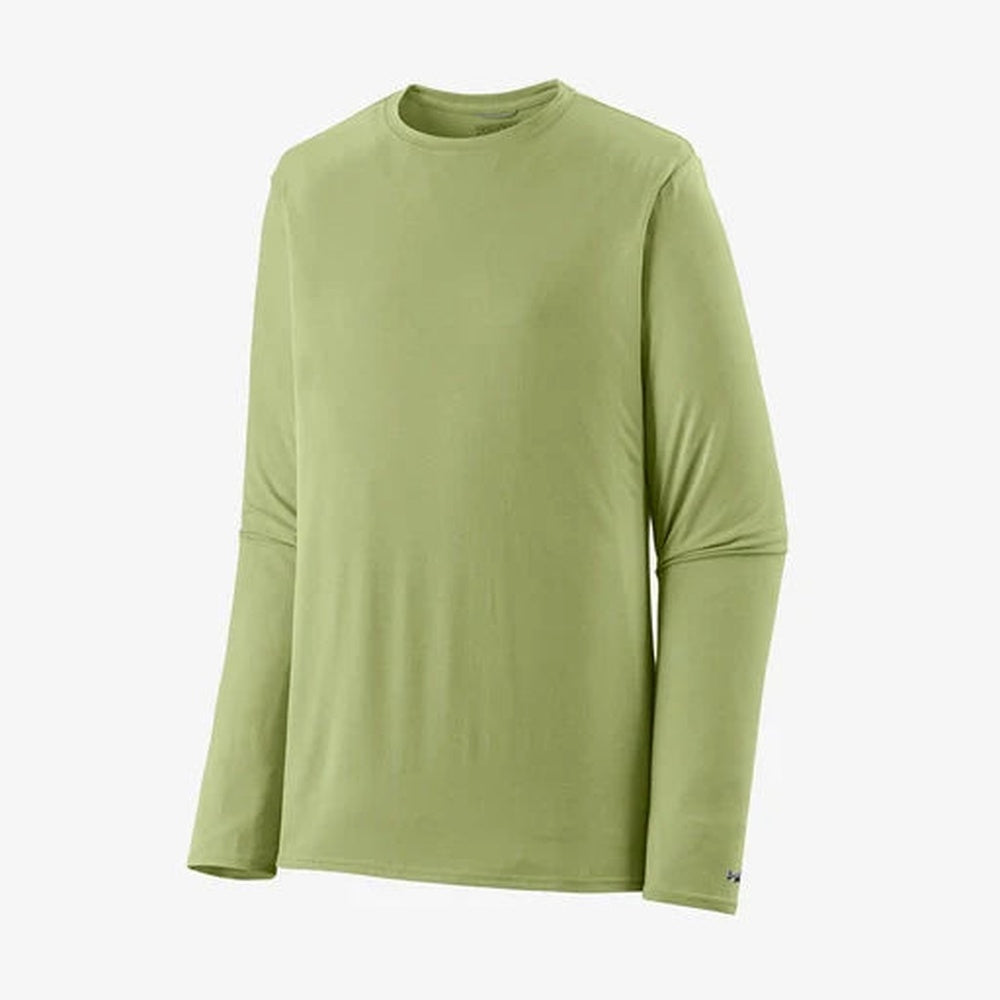 Patagonia men's long sleeve UPF crew shirt in light green color
