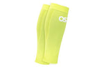 OS1st CS6 Performance Calf Sleeves in fluorescent yellow with white logo branding