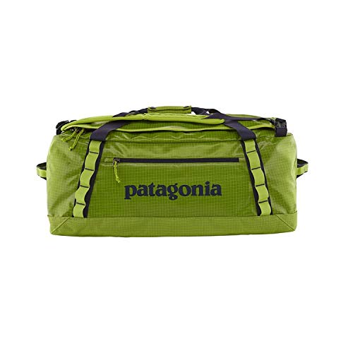 Patagonia Black Hole Duffel Bag in Peppergrass Green with black straps