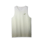 Brooks Atmosphere Singlet Men's 2.0 in white with interval gradient checkerboard pattern