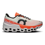 On Cloudmonster 2 women's running shoes in white with orange flame accents