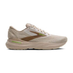 Brooks Adrenaline GTS 24 running shoe in beige with brown and green accents