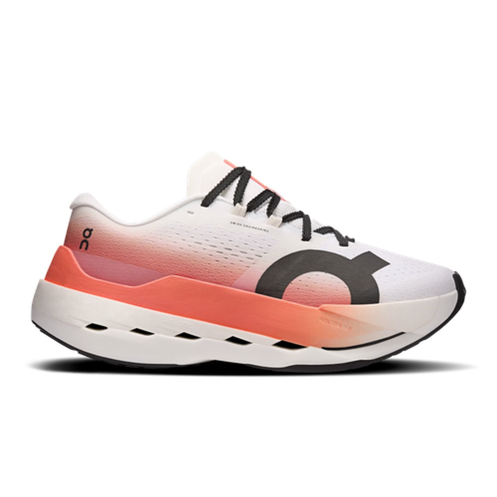On Cloudboom Max Women's running shoe in white with coral gradient design