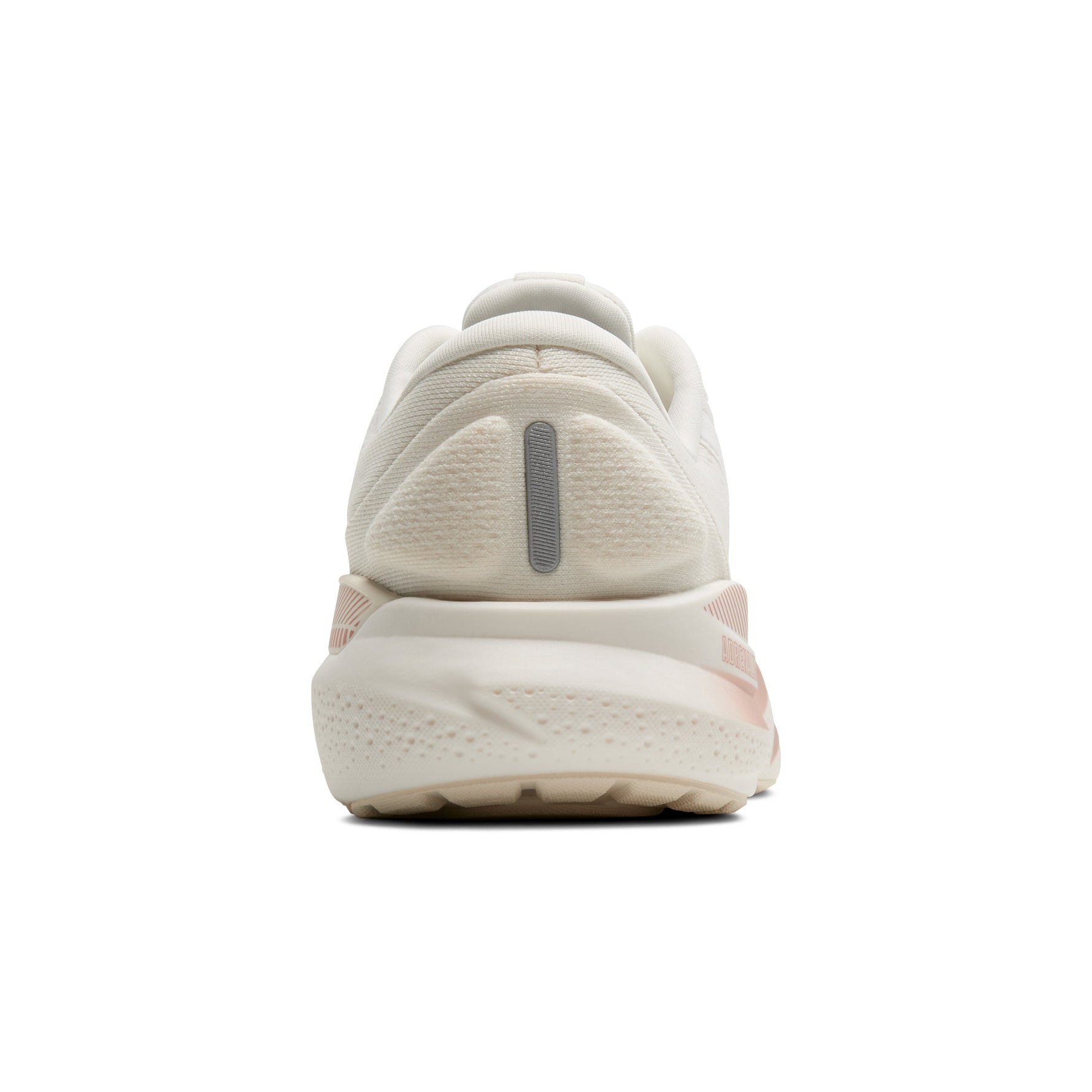 Brooks Adrenaline GTS 24 women's running shoe heel view in coconut and rose gold