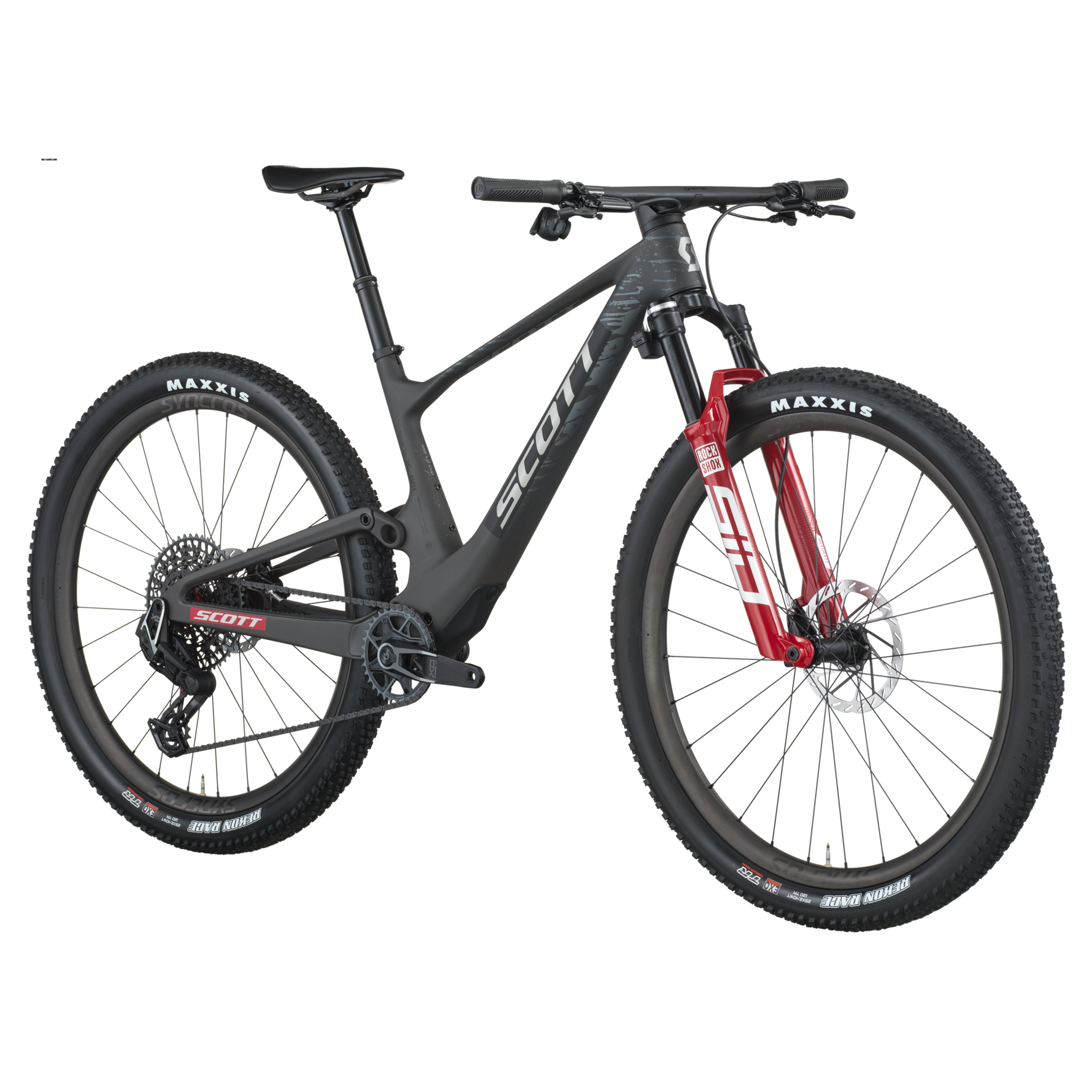 Scott Spark RC World Cup mountain bike in carbon black with red fork