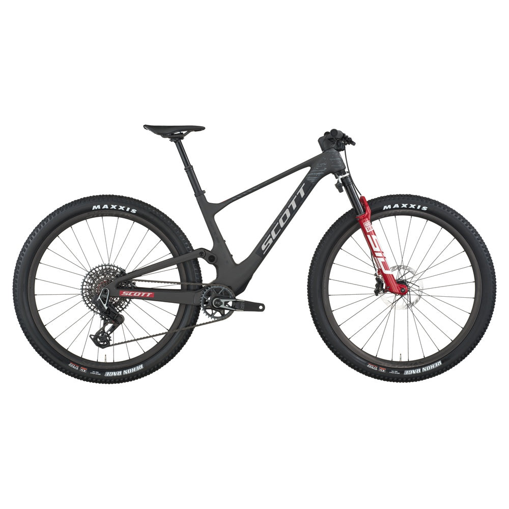 Scott Spark RC World Cup mountain bike in carbon black with red fork accents