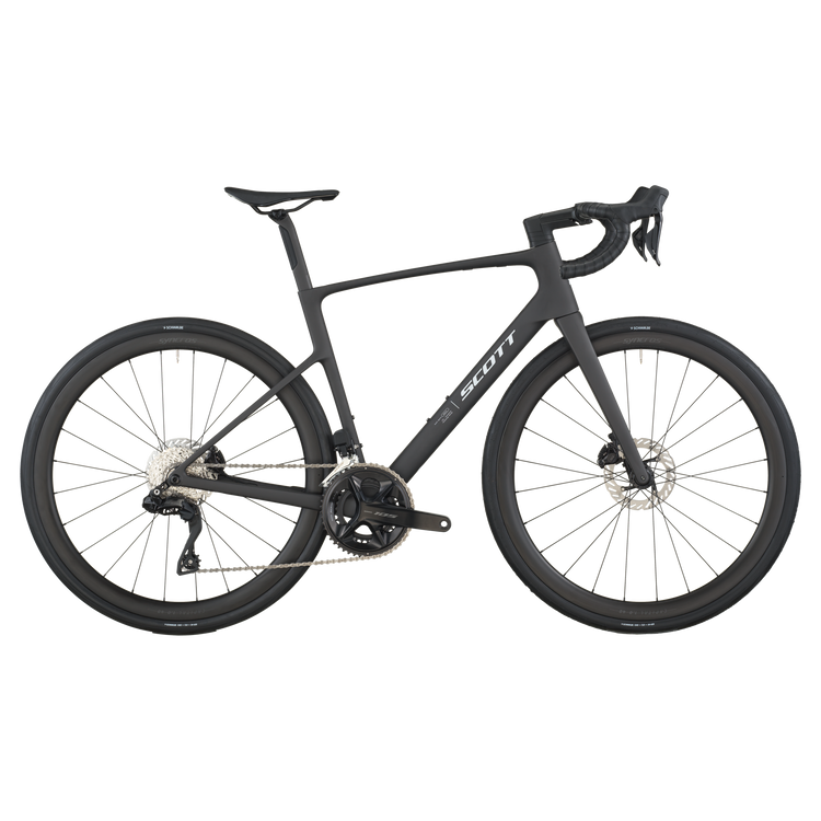 Scott Addict 30 road bike in carbon black with disc brakes