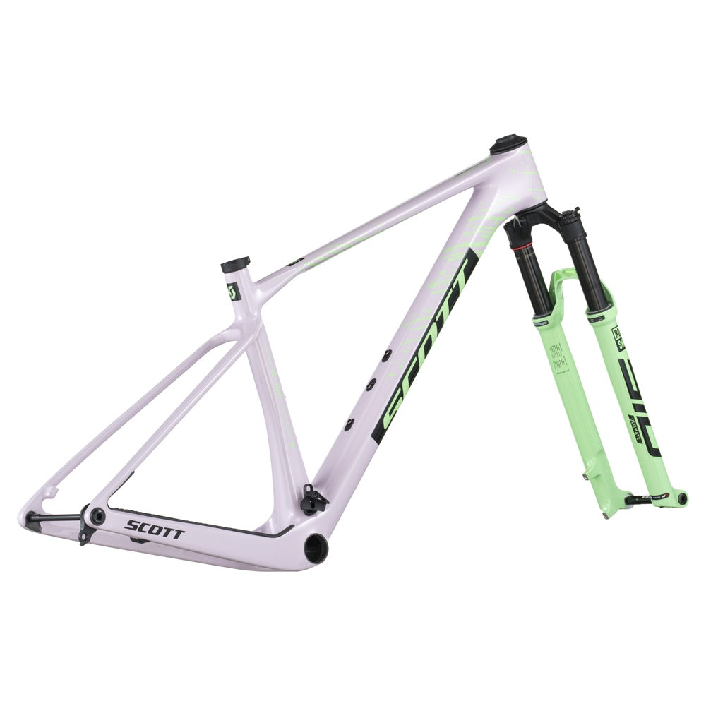 Scott Scale RC World Cup HMX mountain bike frame in hush purple with green fork