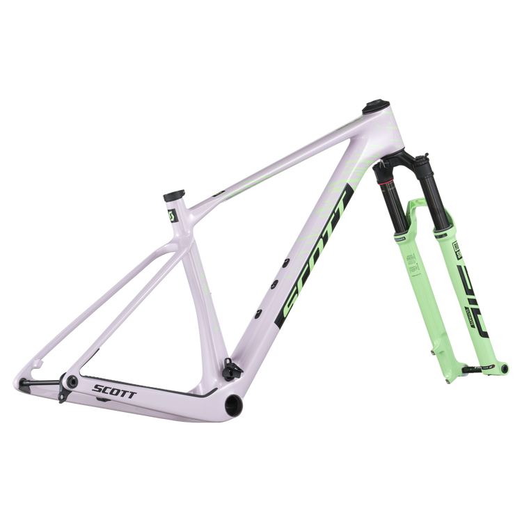 Scott Scale RC World Cup HMX mountain bike frame in hush purple with green fork
