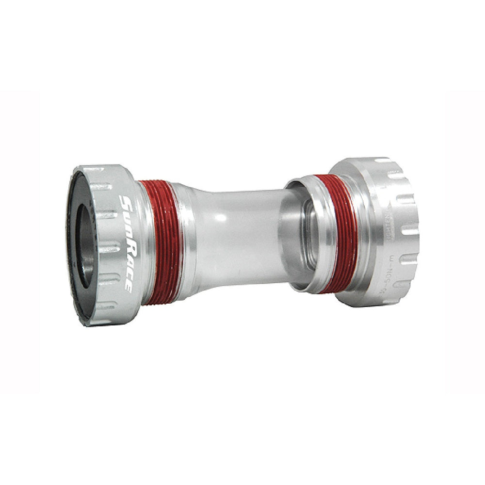 SunRace BB-M97 bottom bracket 68/73mm in silver with red accent rings