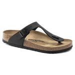 Birkenstock Gizeh black thong sandal with cork footbed and adjustable buckle strap