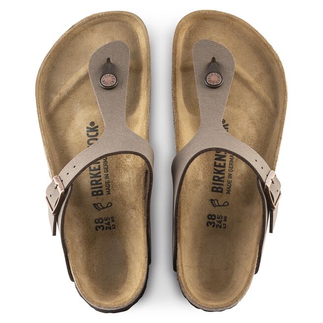 Birkenstock Gizeh sandals in mocha brown with toe post design and adjustable ankle strap