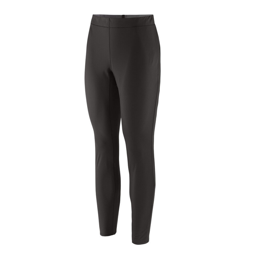 Patagonia Capilene Lightweight Bottoms in black, athletic fit leggings on white background