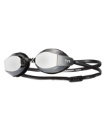 TYR Black Ops 140EV racing goggles with mirrored lenses and black straps