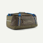 Patagonia Black Hole Duffel 55L in Basin Green with Fitz Trout fish logo