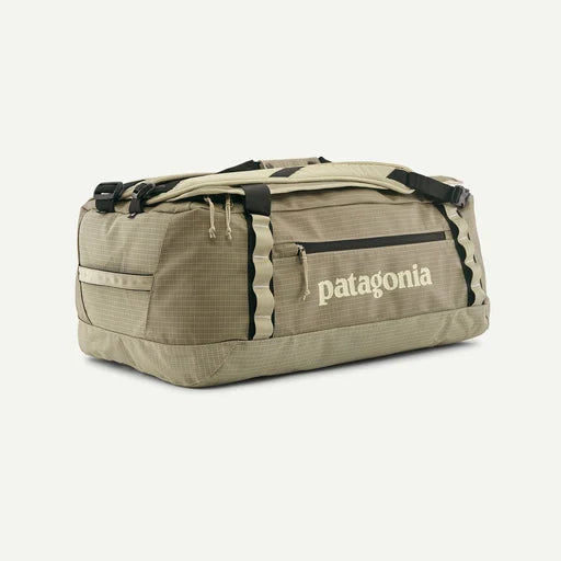 Patagonia Black Hole Duffel 55L in olive green with logo and straps