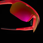 Goodr Dante's Shin Splint Inferno sunglasses with red frame and gradient mirrored lenses