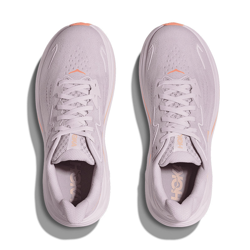 Hoka Clifton 10 women's running shoes in lilac cream with tangerine glow accents