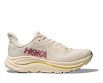 Hoka Clifton 10 women's running shoe in birch/alabaster colorway with pink logo