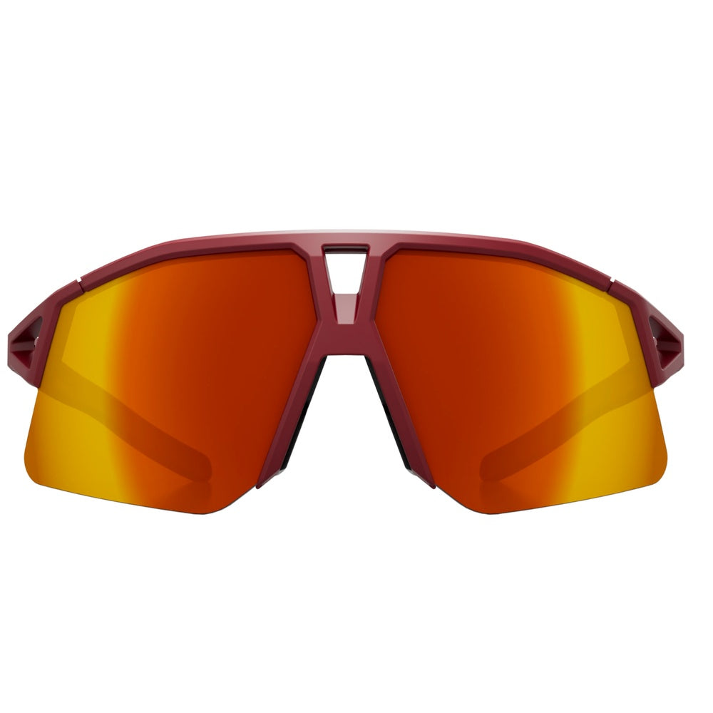 KOO HYPE sunglasses with dark red matte frame and red mirror lenses