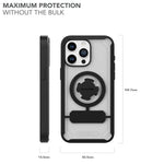 Rokform Crystal Case for iPhone 15 Pro Max showing clear back with black protective frame
