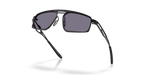 Oakley Bushwick sunglasses angled side view highlighting temple design and grey Prizm lenses