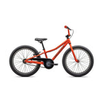 Red Specialized Riprock children's bike with black seat and handlebars on white background