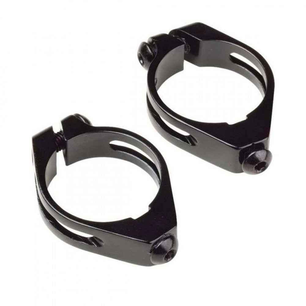 Two black Specialized rear cage mount clamps for 27.2mm mountain bike seat posts