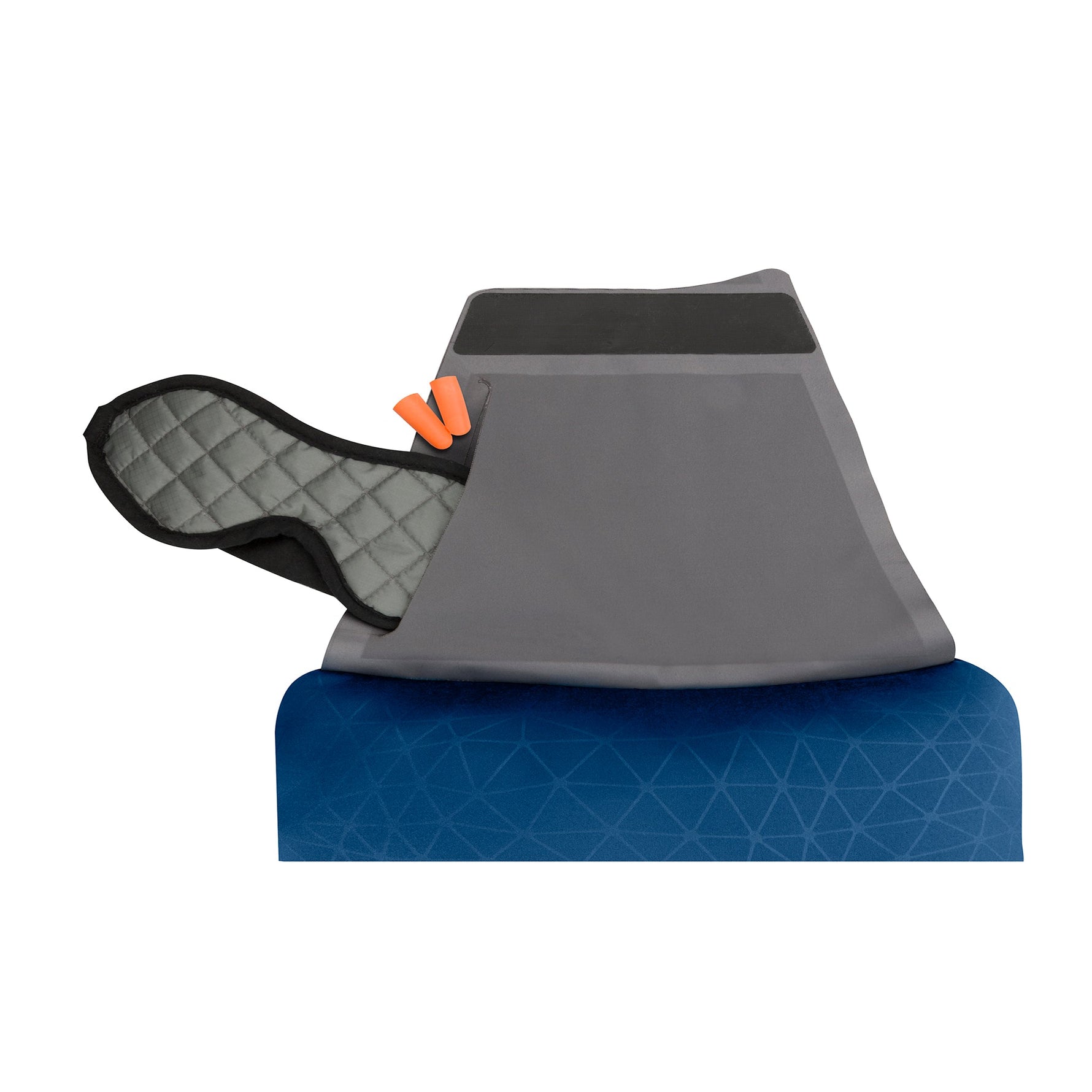 Sea To Summit Foam Core Pillow in navy blue with gray cover and quilted interior