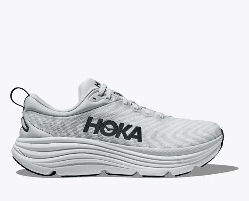 HOKA Gaviota 5 men's running shoe in light gray and white colorway