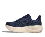Hoka Bondi 9 running shoe in midnight blue with cream midsole