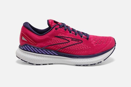 Brooks Glycerin GTS 19 women's running shoe in pink and purple colorway