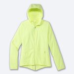 Brooks Canopy Women's running jacket in light lime yellow-green with hood